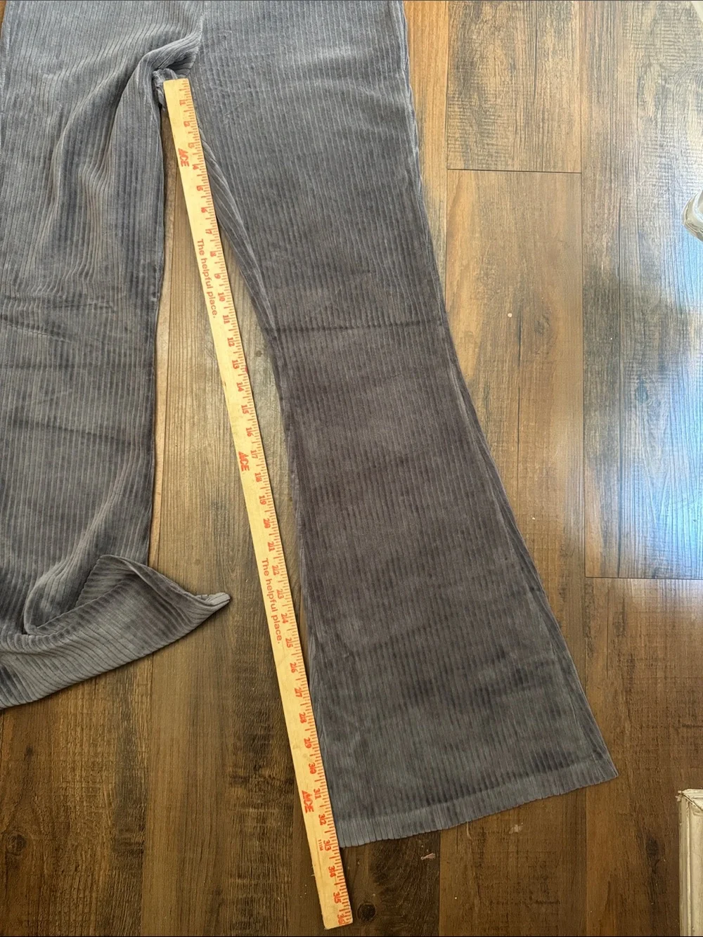 Aerie grey ribbed corduroy flare pants with an elastic waist,